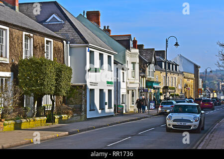 A general street view of the High Street in Cowbridge with it's eclectic mix of famous brands and small local specialist shops. Stock Photo