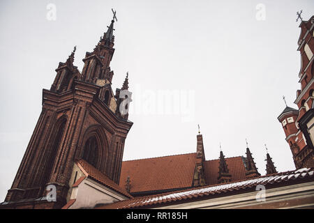 St. Anne's Church and Bernardine Monastery in Vilnius, Lithuania. Tourism at winter season Stock Photo