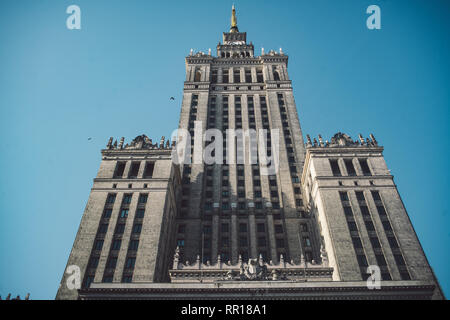 One of the highest building of Europe - Soviet Stalin Palace of Culture and Science in Warsaw, Poland Stock Photo