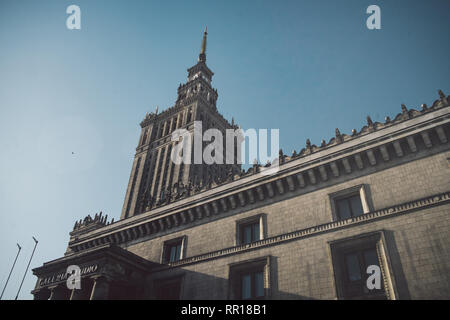 One of the highest building of Europe - Soviet Stalin Palace of Culture and Science in Warsaw, Poland Stock Photo