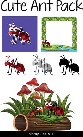 A pack of ant illustration Stock Vector