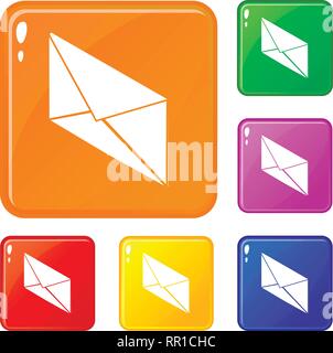 Postal letter icons set vector color Stock Vector