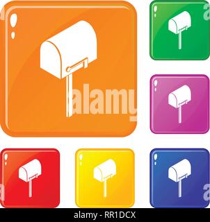 House postbox icons set vector color Stock Vector