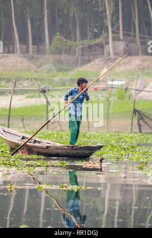 The boat would collect the kids every morning from their villages. Stock Photo