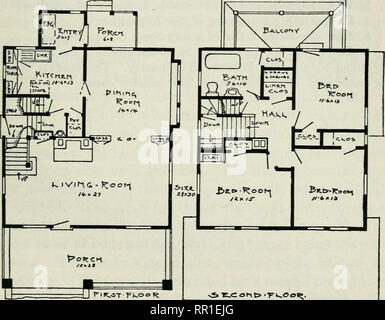 . Agricultural engineering; a text book for students of secondary schools of agriculture, colleges offering a general course in the subject and the general reader. Agricultural engineering. FARM STRUCTURES 453 The Pantry. Every modern house should have a pantry, which is most convenient when in connection with both the kitchen and the dining room. The Sleeping Rooms. The sleeping rooms may be as small as 10x10 feet, but 12x14 feet is preferable. All sleeping rooms should be provided with closets. The Staircase. The staircase should be wide and not too steep. Winding steps are to be avoided. Th Stock Photo