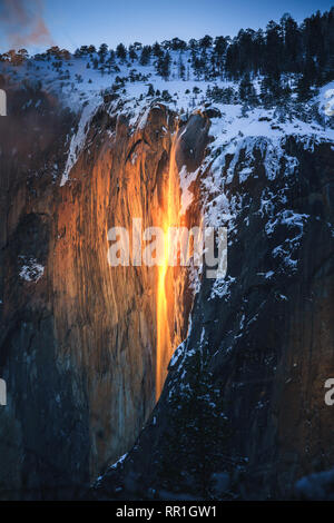 Yosemite Firefall at Sunset, Yosemite National Park, CA Stock Photo