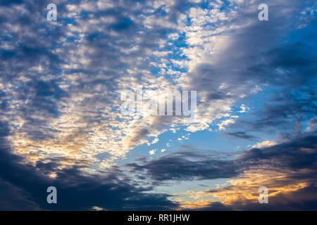 Early morning mottled clouds and sky - France. Stock Photo