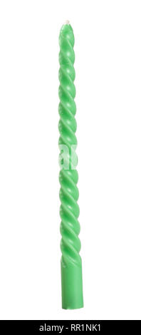 one green candle isolated on white background Stock Photo