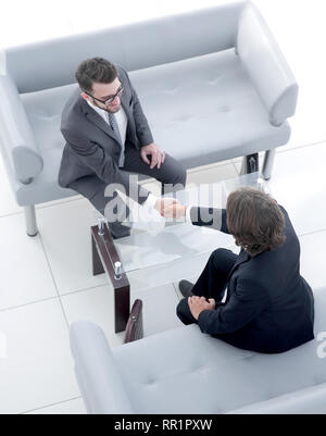 handshake of two businessmen.photo with copy space Stock Photo