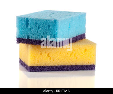 sponges for dishwashing isolated on a white background Stock Photo