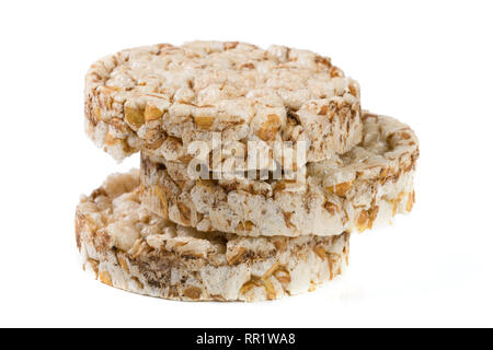 stack of grain crispbreads isolated on white background Stock Photo