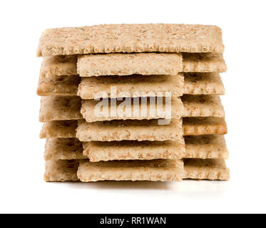 stack of grain crispbreads isolated on white background Stock Photo