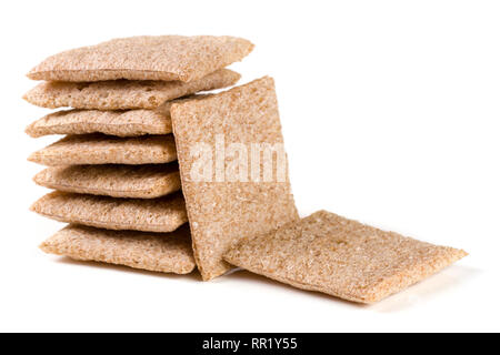 stack of crisp bread isolated on white background Stock Photo