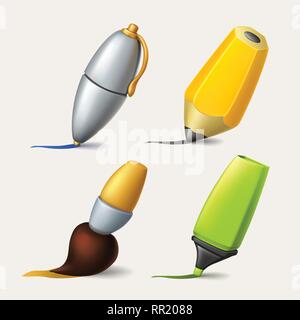 drawing and writing tools set Stock Vector