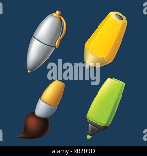 writing and drawing tools set Stock Vector