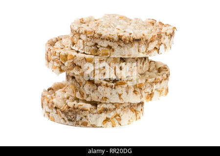 stack of grain crispbreads isolated on white background Stock Photo