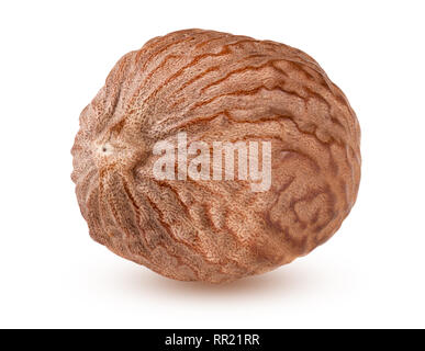 one nutmeg isolated on white background macro Stock Photo