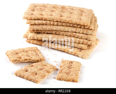 stack of grain crispbreads isolated on white background Stock Photo
