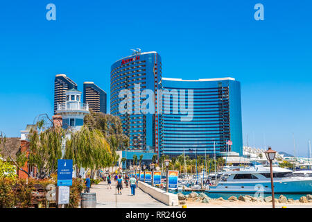 SAN DIEGO, CALIFORNIA - May 10, 2016: San Diego is the  8th largest city in the country and  2ndlargest in California. It's main economic sources are  Stock Photo