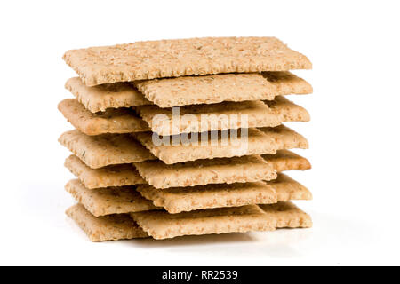 stack of grain crispbreads isolated on white background Stock Photo