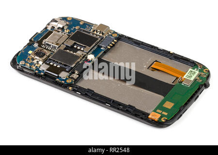 Board from a cellular phone. Close-up. isolated on white background Stock Photo
