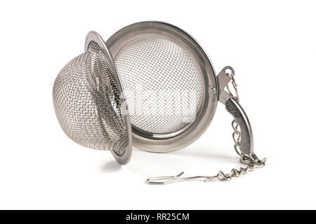 tea strainer on a chain isolated  white background Stock Photo