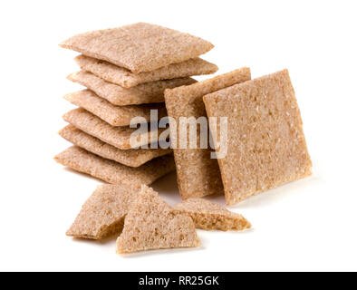 stack of crisp bread isolated on white background Stock Photo