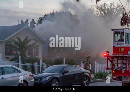 Burbank CA USA 23 February 2019 Burbank Fire Department at a house fire. Credit: Chester Brown/Alamy Live News Stock Photo