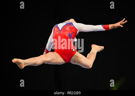Melbourne Arena, Melbourne, Victoria, Australia. 24th Feb, 2019. FIG World Cup Gymnastics 2019 Melbourne Day 4; Dohyun Eom of Korea performs on the beam Credit: Action Plus Sports/Alamy Live News