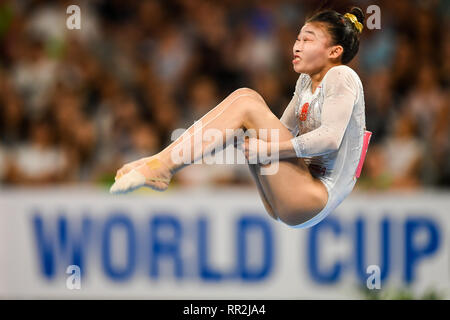 Melbourne Arena, Melbourne, Victoria, Australia. 24th Feb, 2019. FIG World Cup Gymnastics 2019 Melbourne Day 4; Shiting Zhao of China competes on the floor Credit: Action Plus Sports/Alamy Live News