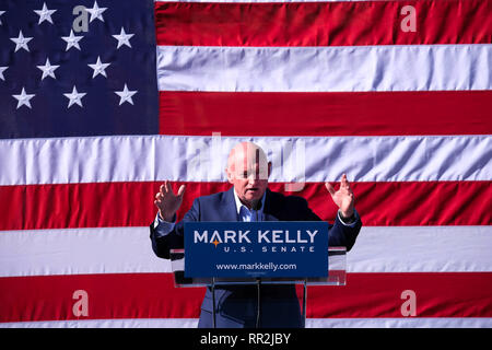 Tucson, Arizona, USA. 23rd Feb, 2019. Former Astronaut and fighter pilot MARK KELLY kicks off his campaign for the Democtatic Senate nomination from Arizona. Credit: Christopher Brown/ZUMA Wire/Alamy Live News Stock Photo