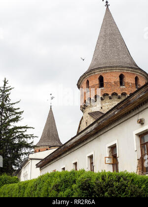 A tower of 13th Century Kamianets-Podilskyi Castle, Ukraine. Stock Photo