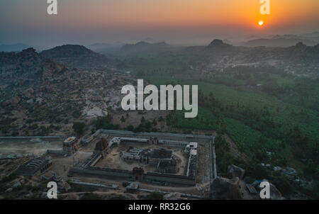 hampi view from matanga hill at sunrise over the achyutaraya temple india karnakata Stock Photo