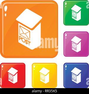 Apartment post box icons set vector color Stock Vector