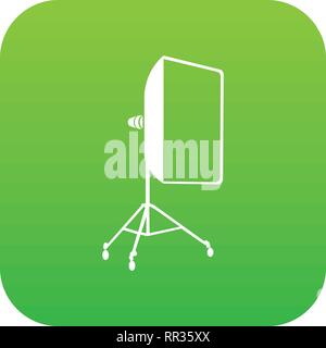 Studio light bulb in softbox icon green vector Stock Vector
