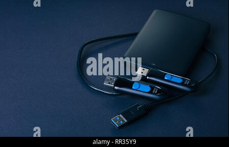 computer hard drive closeup on black background Stock Photo