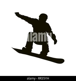 Sport, simple contour silhouette of an athlete on a Snowboard Stock Vector