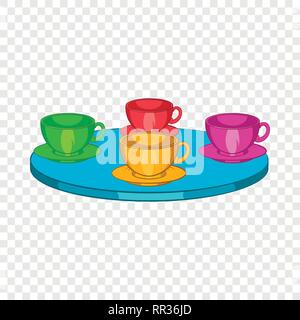 Attraction cups of tea spinning in a circle icon Stock Vector