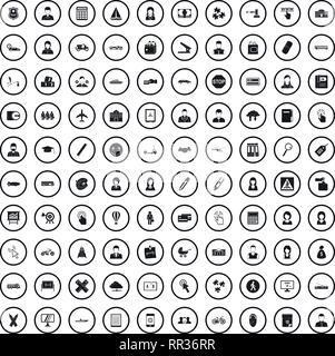 100 initiation icons set, simple style  Stock Vector