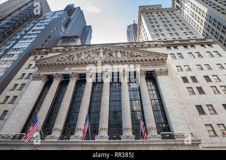 Exterior of Wall Street Stock Exhange, Lower Manhattan, New York, New York Stock Photo