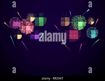 Colorful Festival fireworks. banner for Diwali and ather holiday and event. Vector illustration isolated on transparent background Stock Vector