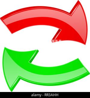 Red and green arrows. Set of 3d icons Stock Vector