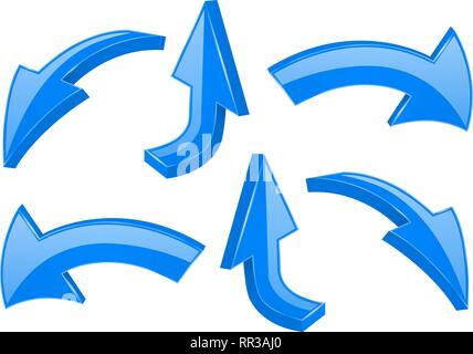 Blue arrows. 3d shiny signs Stock Vector