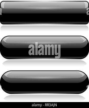 Oval 3d shiny buttons. Black and white glass menu icons Stock Vector ...