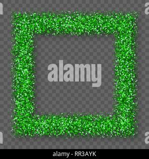 St. Patrick's Day Frame With Bland Shadows Isolated On Transparent  Background. Abstract Green Texture Square Border. Vector Illustration, Eps 10. Stock Vector
