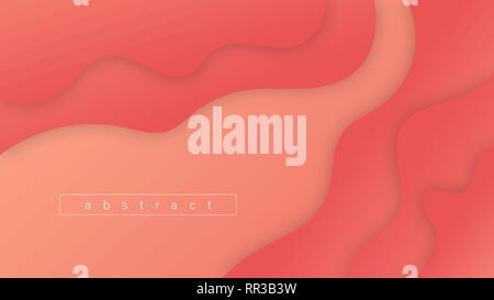 Living Coral Trendy Color. Abstract Wave Shape Gradients. Background Design Composition For Flyer, Banner, Magazine, Brochure, Website, Cover, Poster, Stock Vector