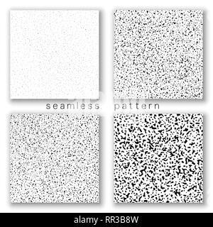 Black Grainy Texture Seamless Pattern, Isolated On White Background. Dust Overlay. Dark Noise Granules. Digitally Generated Image. Set Design Elements Stock Vector