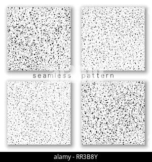 Black Grainy Texture Seamless Pattern, Isolated On White Background. Dust Overlay. Dark Noise Granules. Digitally Generated Image. Set Design Elements Stock Vector