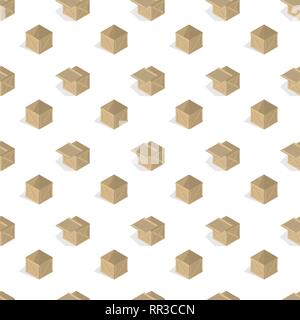 Seamless background from a set of 3D wooden boxes, vector illustration. Stock Vector