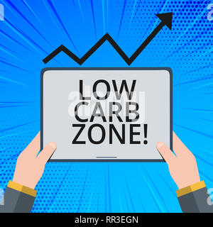 Handwriting text Low Carb Zone. Concept meaning Healthy diet for losing weight eating more proteins sugar free Stock Photo